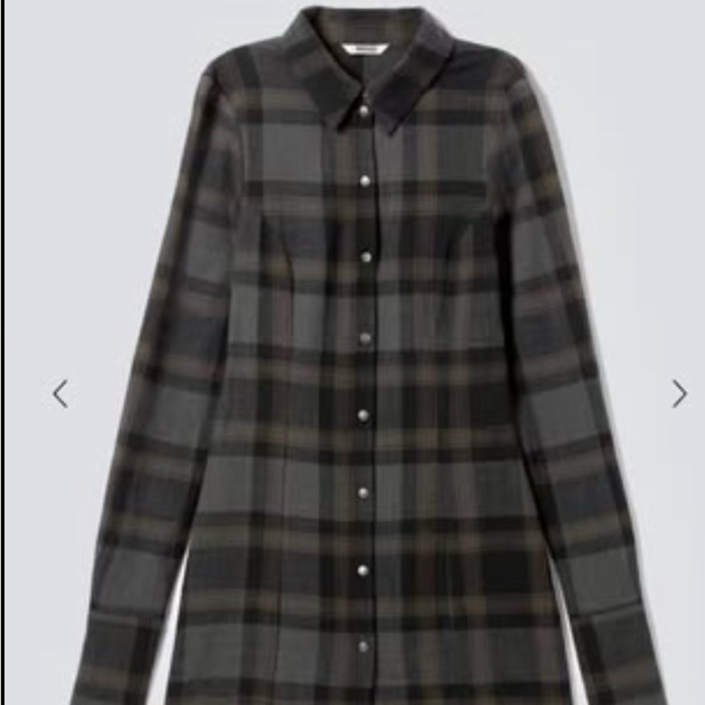 Weekday Plaid Mini Dress - Black and Gray